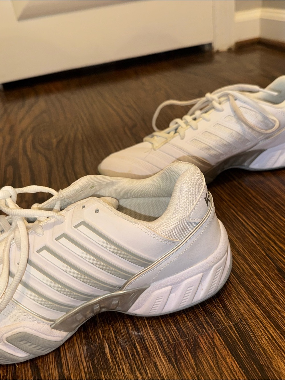 K-Swiss All-White Lace-Up athletic Sneakers